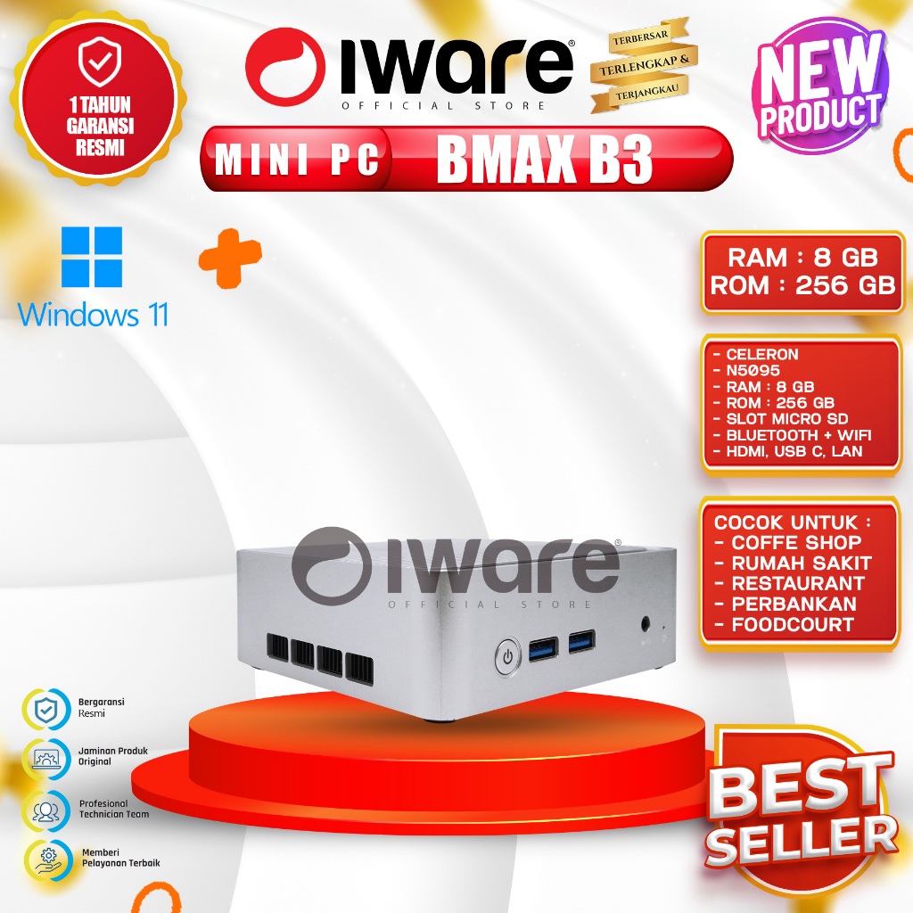 Jual Iware Bmax Mini PC B3 Intel Celeron N5095 8/256GB Windows 11 ...