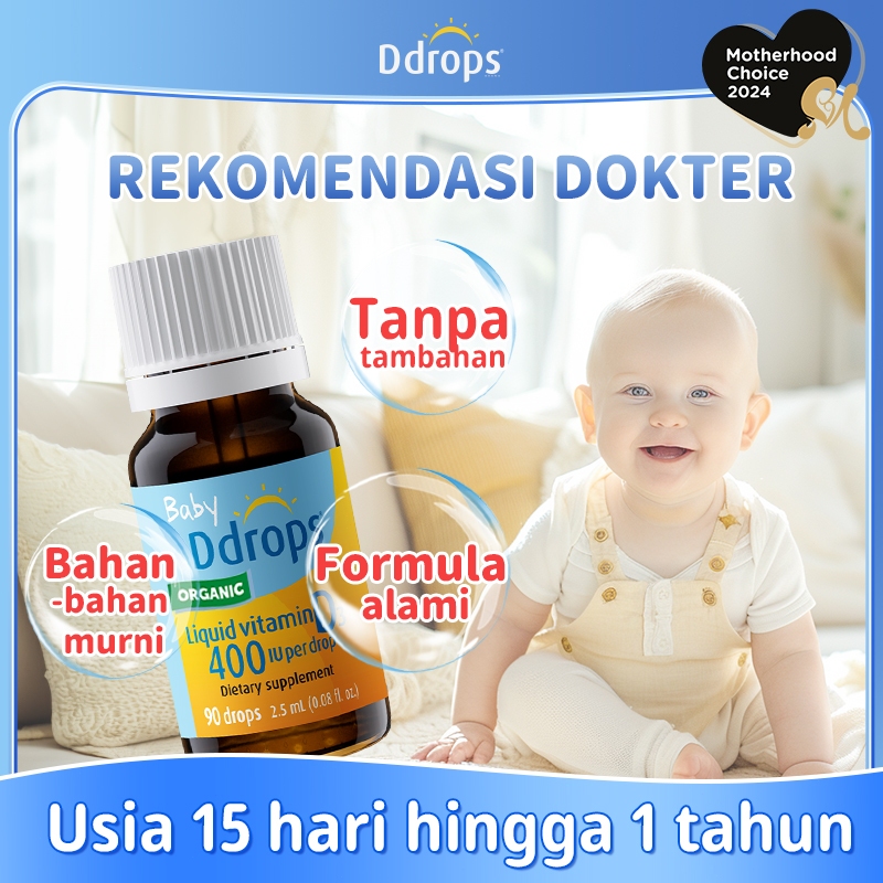 Jual Ddrops Suplemen Vitamin D3 400 IU Cair untuk Bayi - 100 Tetes (2 ...