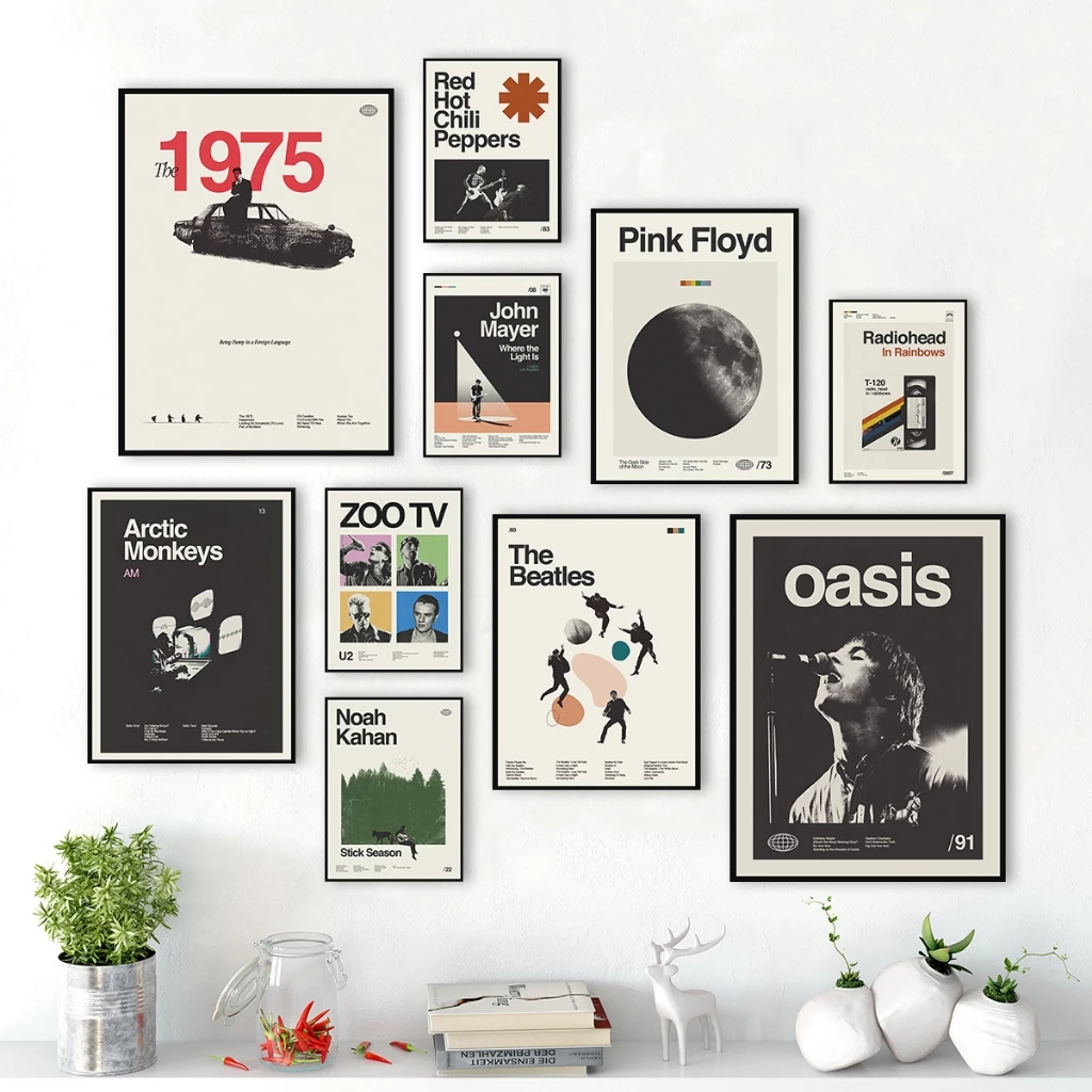 Hiasan Dinding Aesthetic Poster Band Musik Minimalis Walldecor Pajangan Retro Vintage Dekorasi