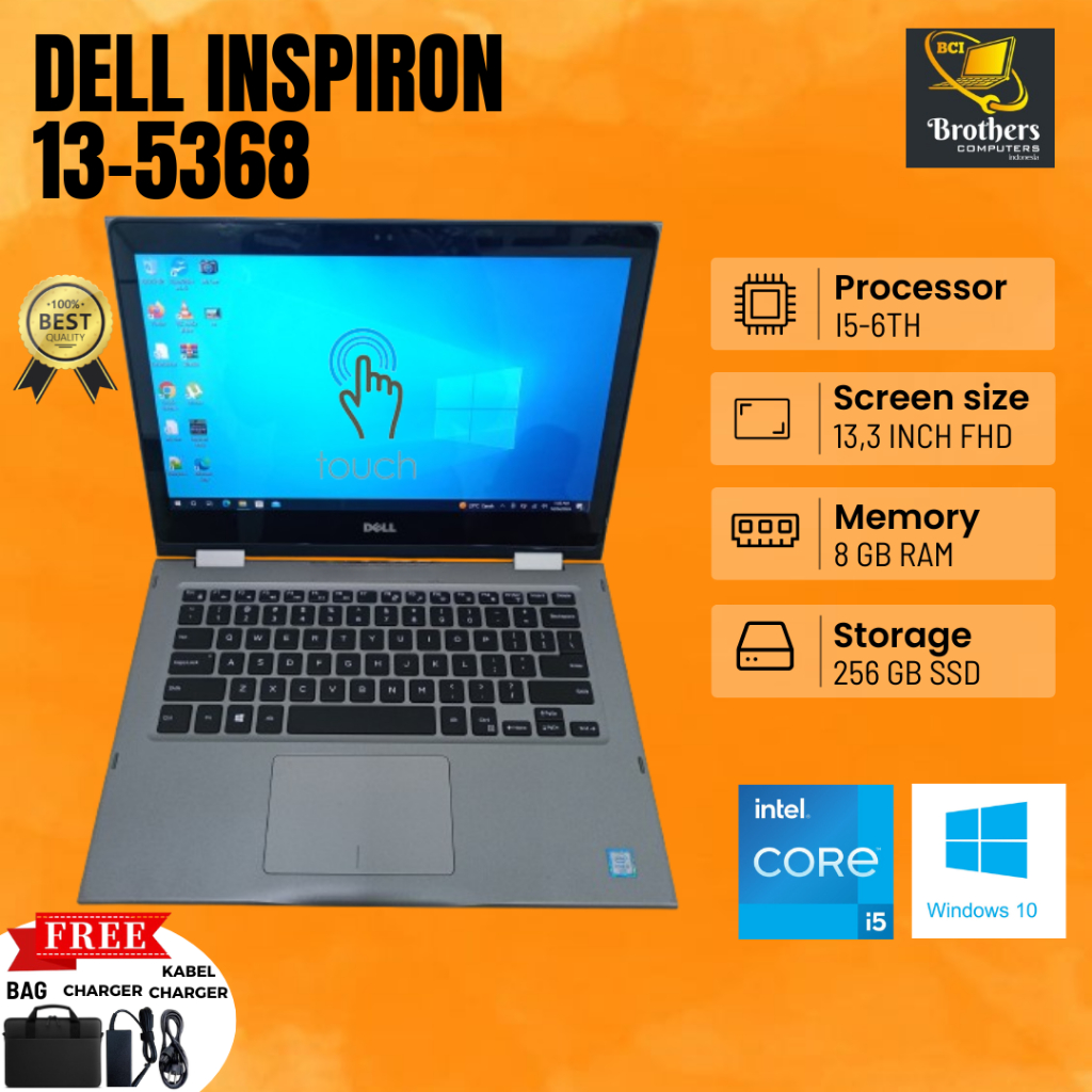 LAPTOP DELL INSPIRON 13-5368 Touchscreen Core i5-6th GEN Ram GB ssd 256 GB