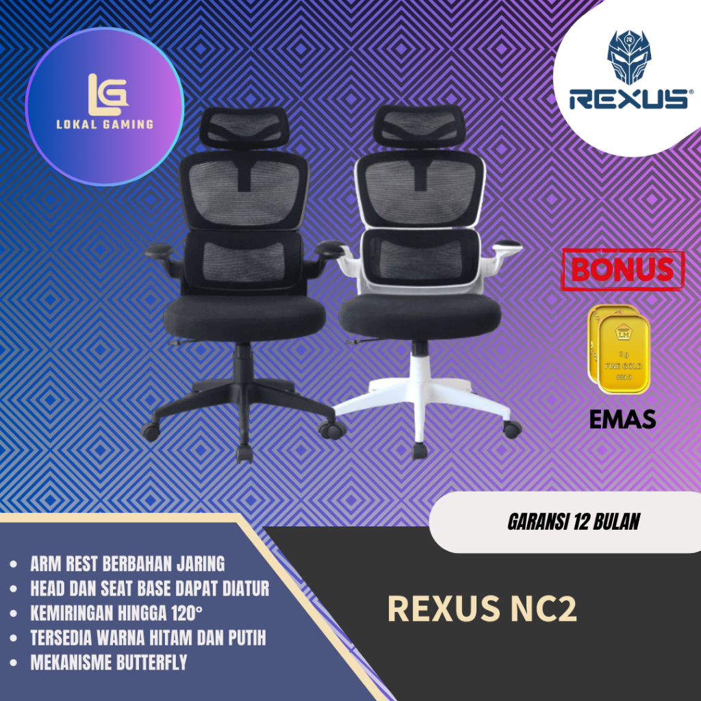 Jual Rexus NC2 / NC-2 Office Chair Kursi Kantor Ergonomic | Shopee ...