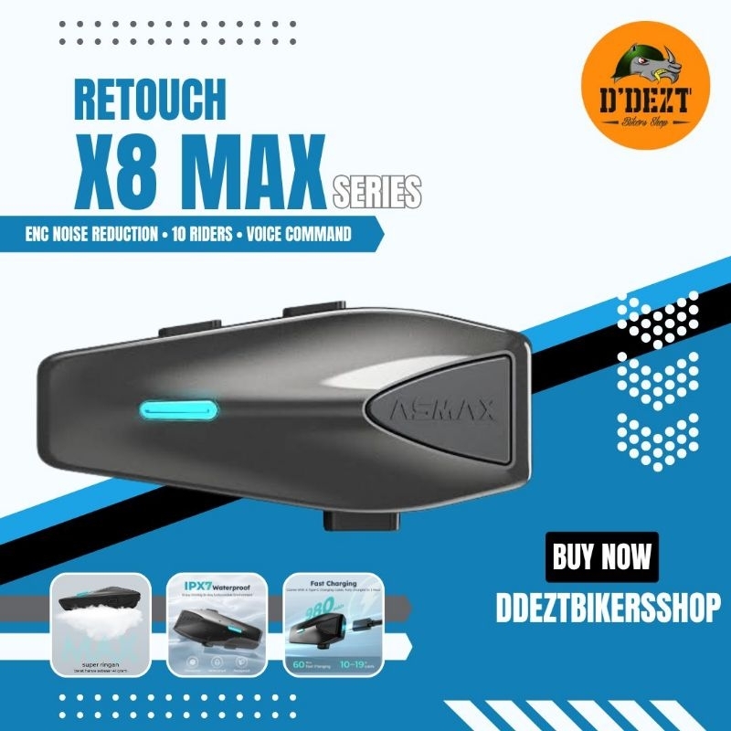 Jual RETOUCH X8 MAX INTERCOM BLUETHOOT HELMET AI VOICE CONTROL FM RADIO ...