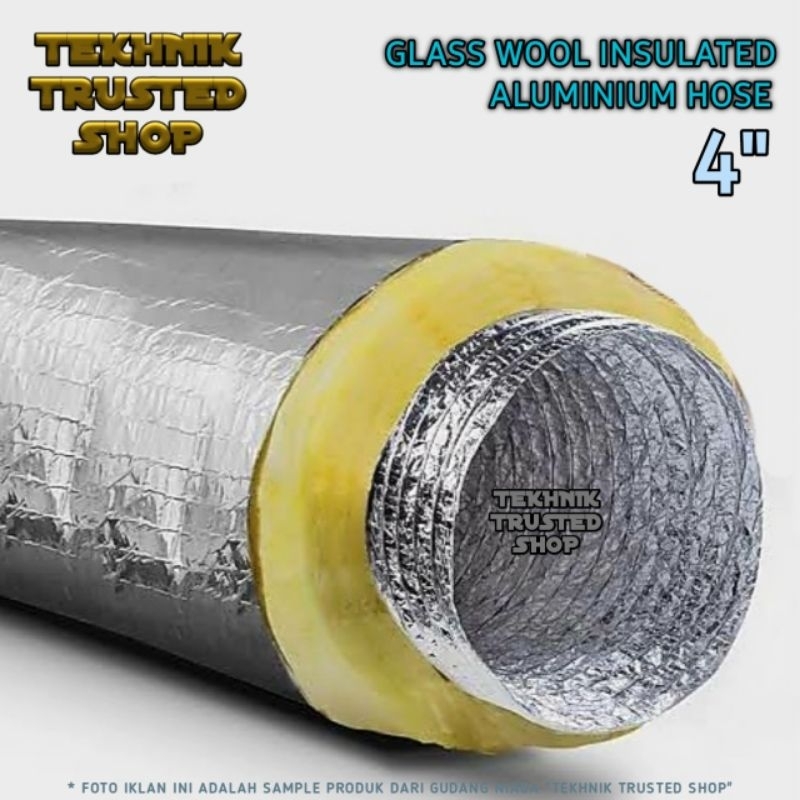 Jual Aluminium flexible ducting hose 4" INSULATED GLASS WOOL Selang ...