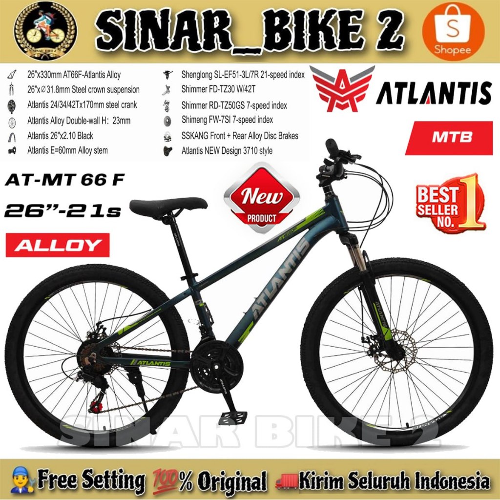 Jual Sepeda Gunung MTB ATLANTIS 66F Alloy Alumunium Ukuran 26 Inch 21 ...