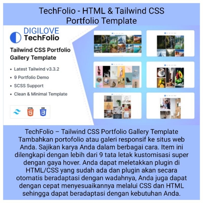 Jual TechFolio - HTML & Tailwind CSS Portfolio Template | Shopee Indonesia