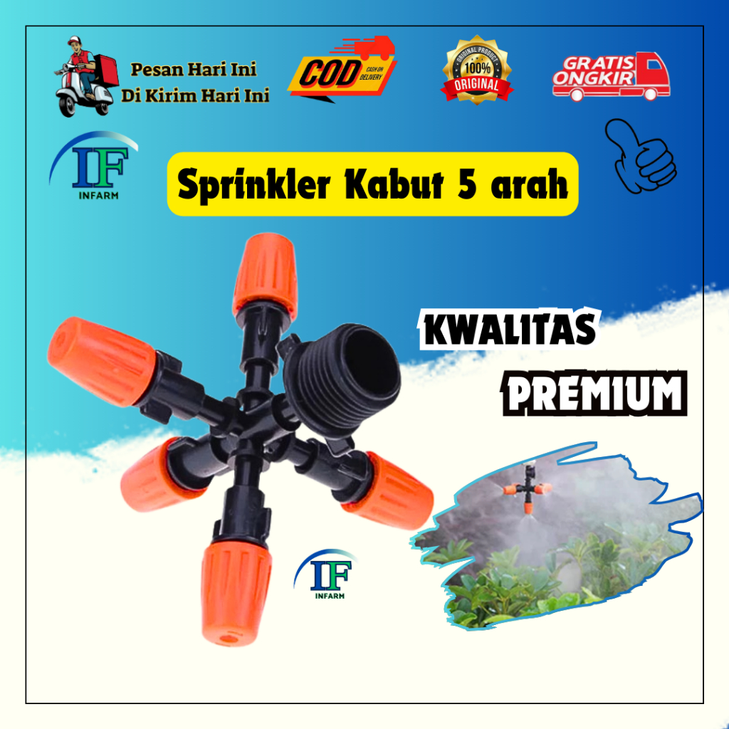 Jual Sprinkler Pertanian Sprayer Kabut 5 Arah Srapyer Taman Kebun Way ...