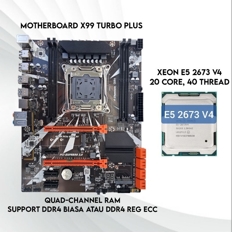 Jual Bundle Motherboard X99 Xeon E5 V3/V4 (setara Ryzen 3600