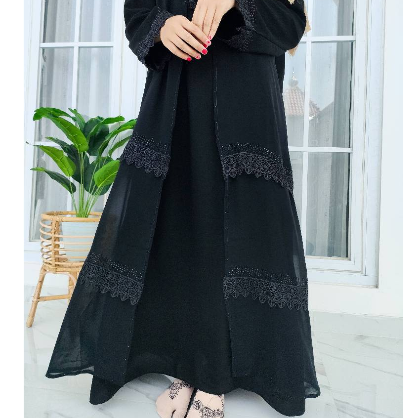 Jual ABAYA SYAKIRA by Al-Falah Collection (gamis hitam outer renda ...