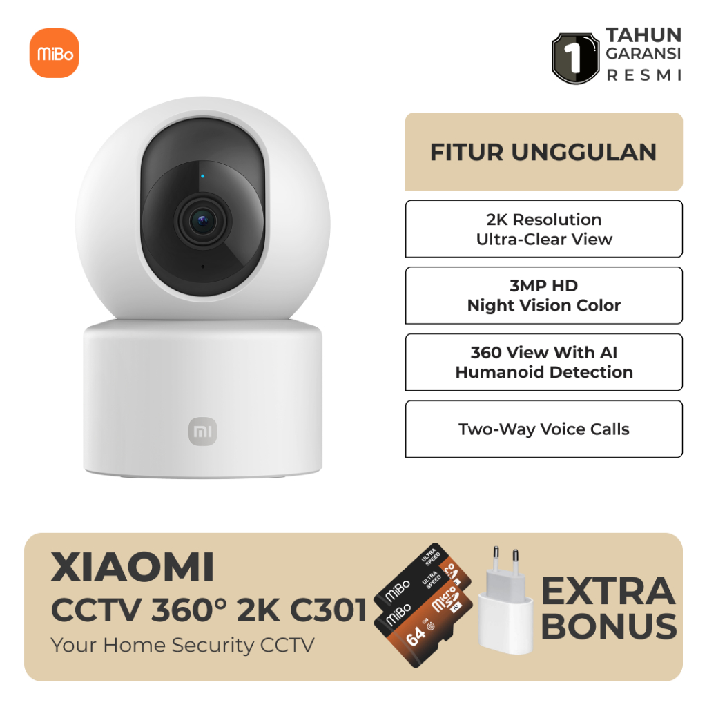 Xiaomi Mi 360° Home Security Camera 2K C301 CCTV Garansi Resmi
