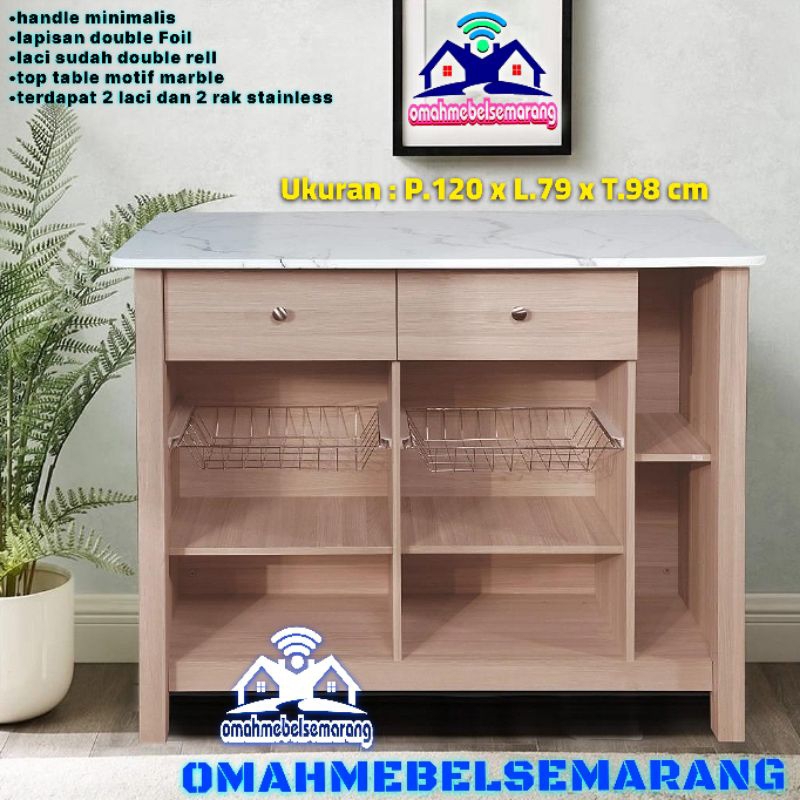 Jual Meja Bar dapur rak serba guna MT WIN Island table Kitchen set rack ...