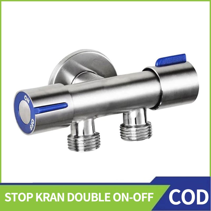 Jual Stop Kran Cabang Double Handle Kanan Kiri Stainless Shower Toilet ...