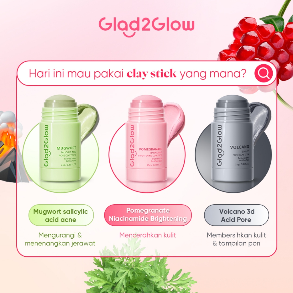 Jual [100% Ori] Masker Glad2Glow Mask Glad2Glow Real Mugwort Salicylic ...