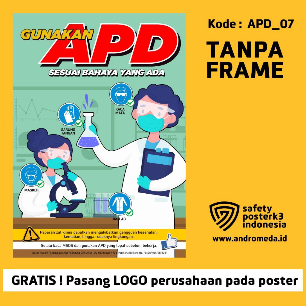 Jual Safety Poster : APD Chemical Bekerja Kimia Laboratorium | Shopee ...