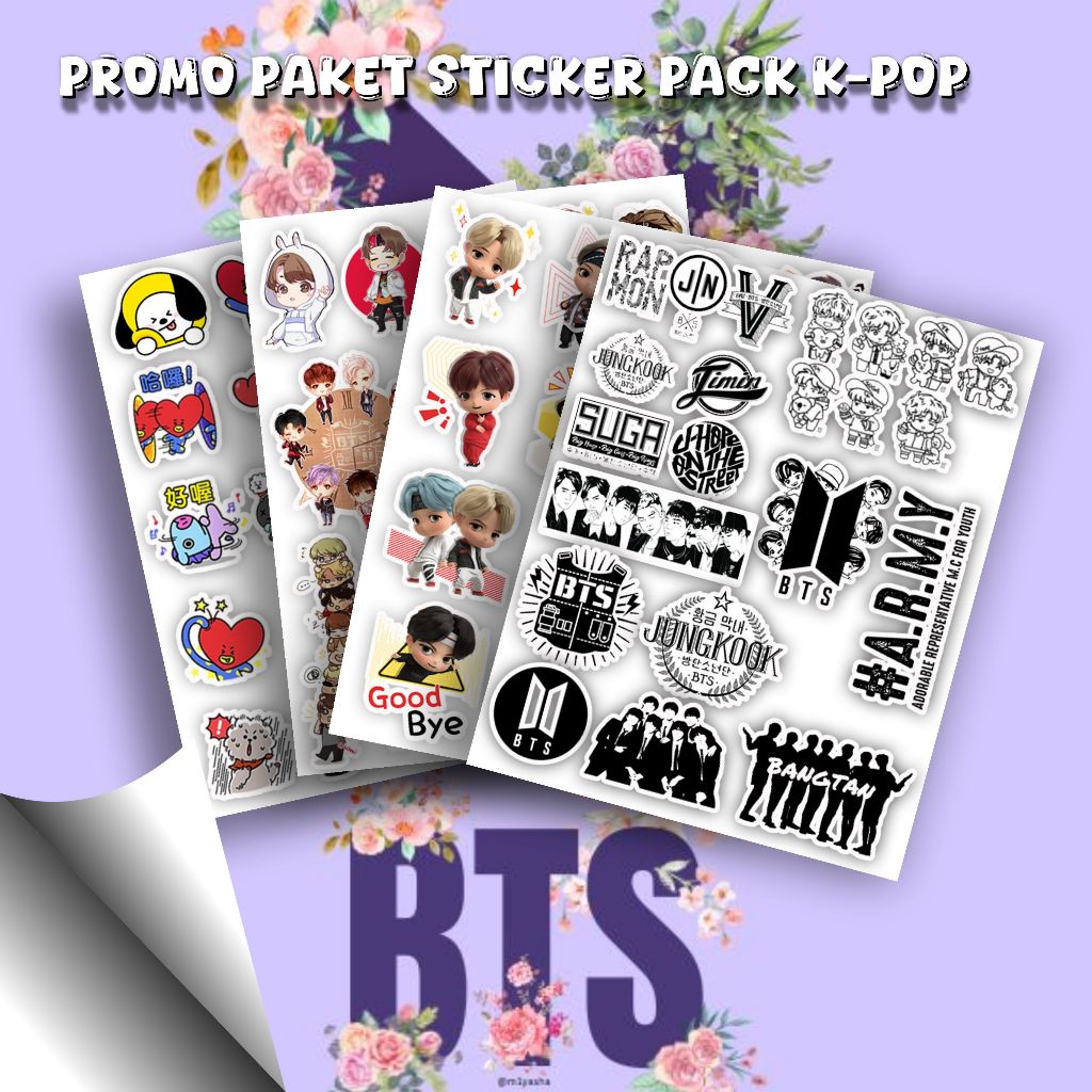 Jual PROMO MERIAH Paket Sticker Pack KPOP BTS murah meriah stiker buku ...
