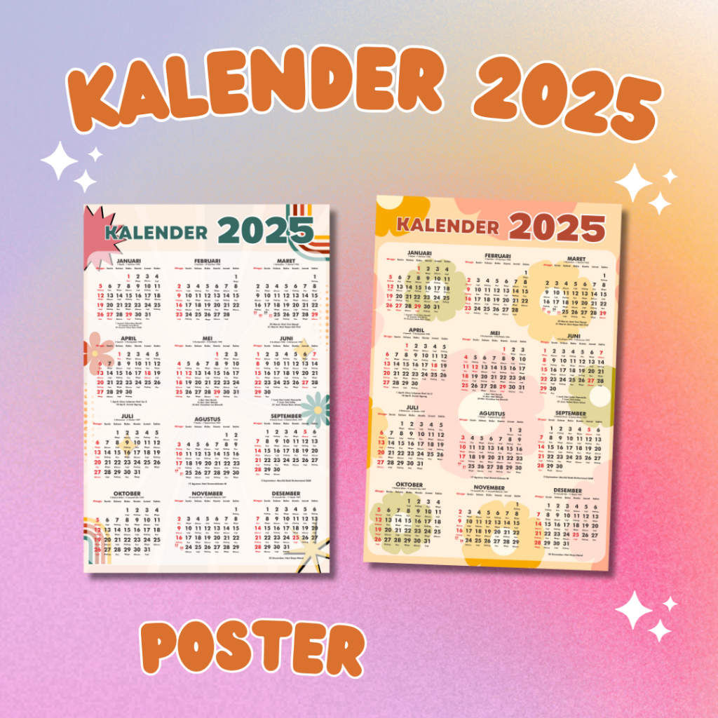 Jual [A4] Kalender Poster 2025 - Kalender 2025 Desain Murah | Shopee