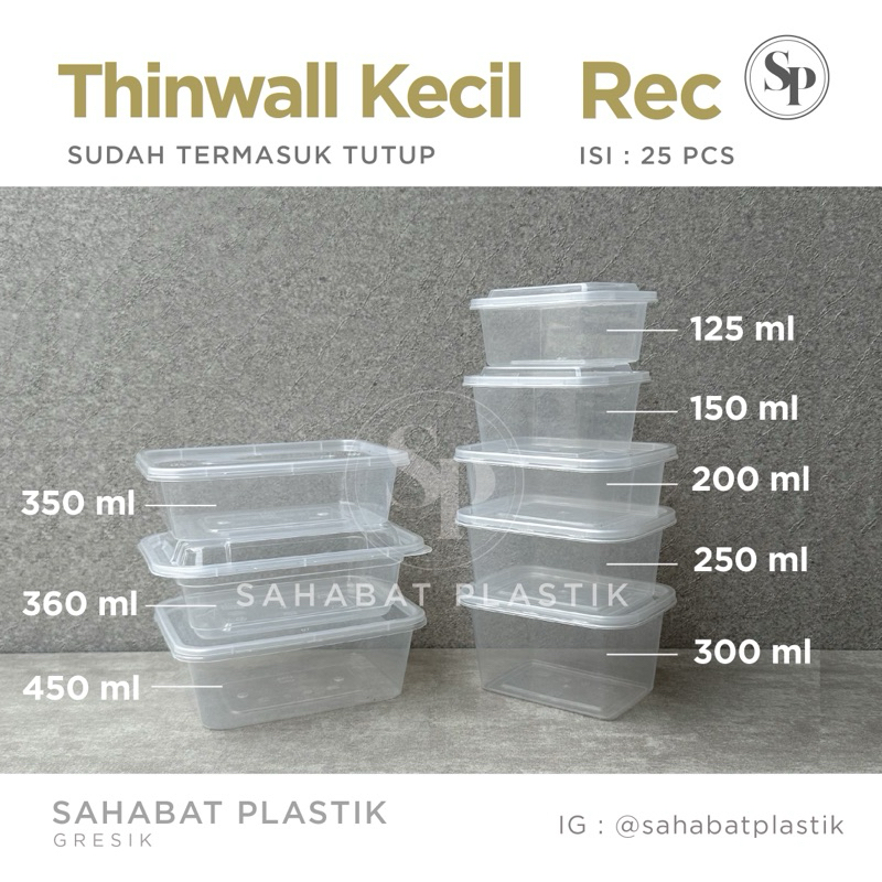 Jual (25 PCS) THINWALL PANJANG REC 125 ml, 150ml REC, 200ml REC , 250 ...