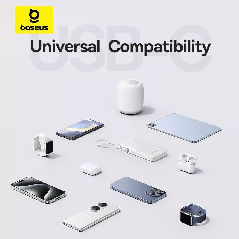 Baseus Bipow 2 20W Digital Display Power Bank With Built-in USB-C Cable 10000mah