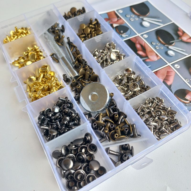 Jual 240pcs Rivet 6mm 8mm Fixing Tools Package Set Leather Craft ...