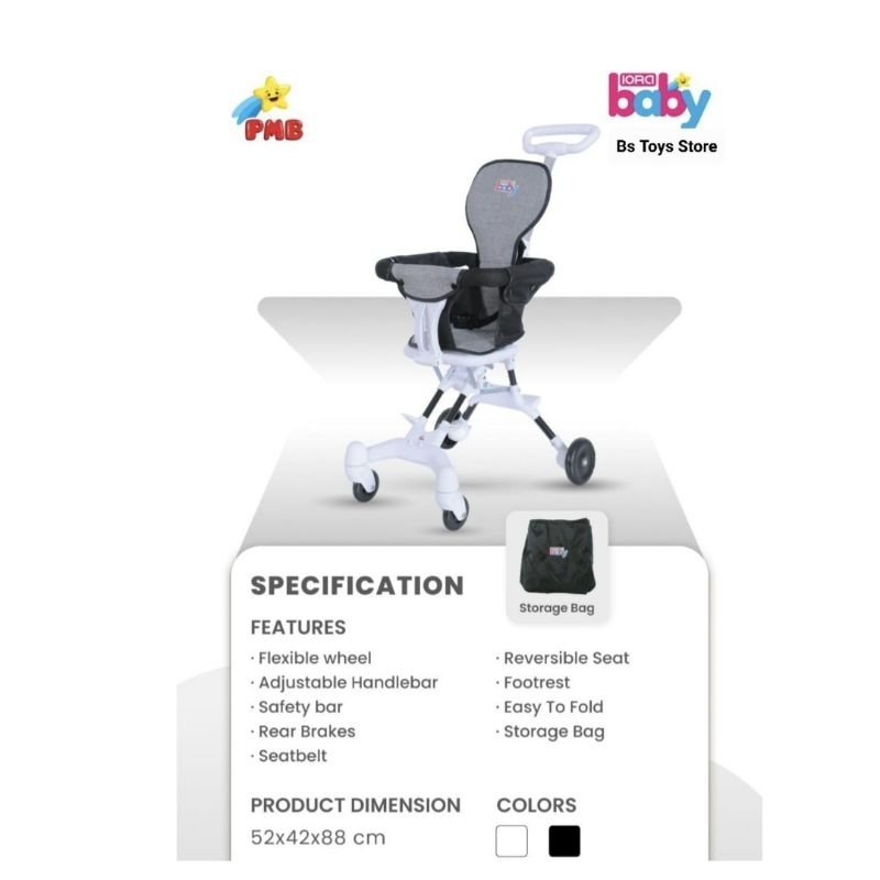 Jual STROLLER LIPAT MAGIC STROLLER LIPAT PMB IORA BABY W 668 BAN EVA ...
