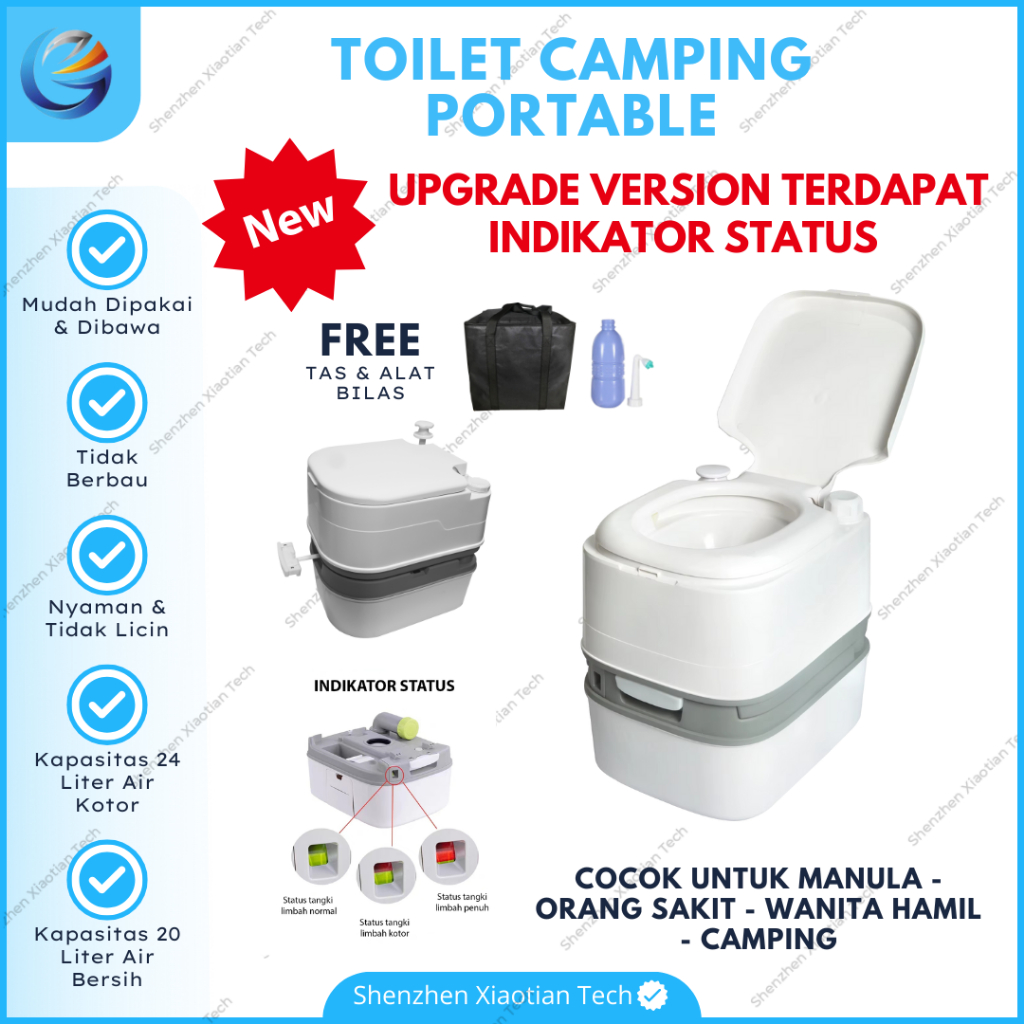 TOILET PORTABLE CAMPING 24 L BISA FLUSH | TOILET PORTABLE UNTUK ORANG SAKIT MANULA IBU HAMIL DARURAT 24L FLUSH WATER CLOSET TRAVEL