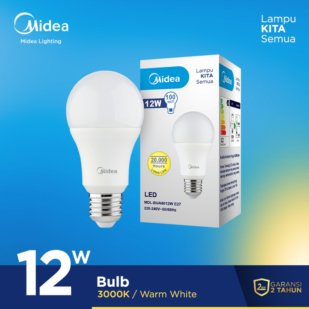 Jual Midea Lighting - Lampu LED Bulb 12 Watt 3000K - Warm White ...