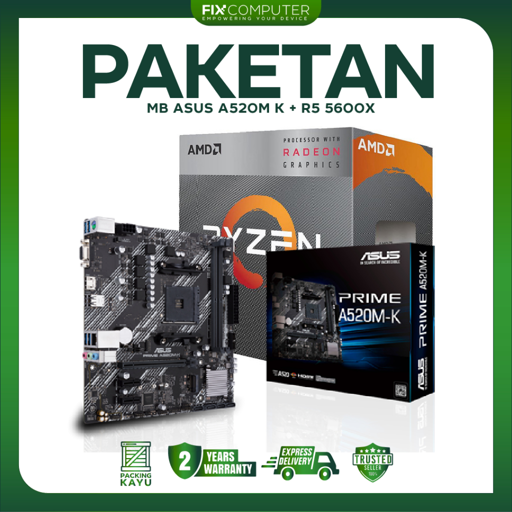 Jual Paket Motherboard Gaming ASUS A520M K + Ryzen 5 5600X Fix