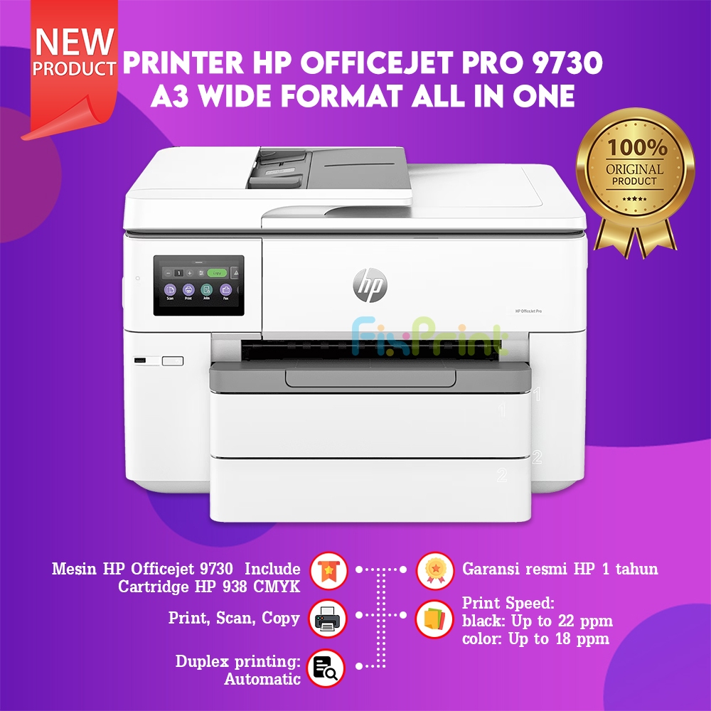 Jual Printer HP OfficeJet 9720 9730 WiFi A3 Wide Format Print Scan Copy ...