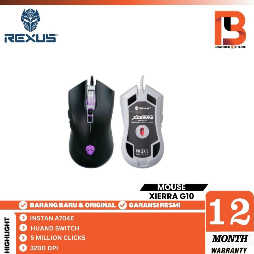 Jual REXUS XIERRA G10 WIRED Gaming Mouse ORIGINAL - White & Black ...