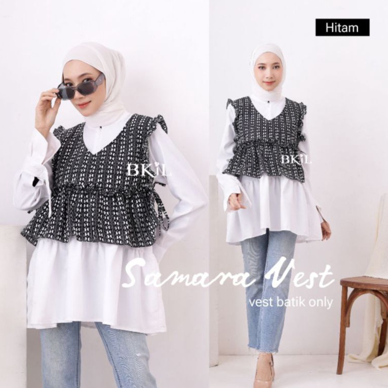 Jual ART Y3R9 VEST BATIK PATTERN RUFFLE PREMIUM MODERN ETNIK KATUN ...