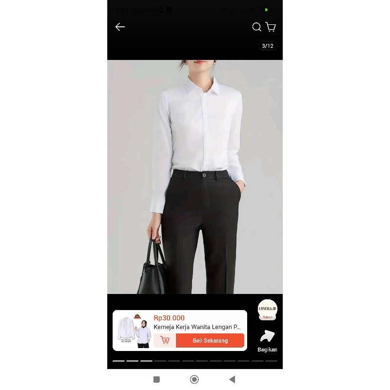 Jual Kemeja Wanita Putih Hitam Lengan Panjang Casual Formal Kerja Kantor Shopee Indonesia