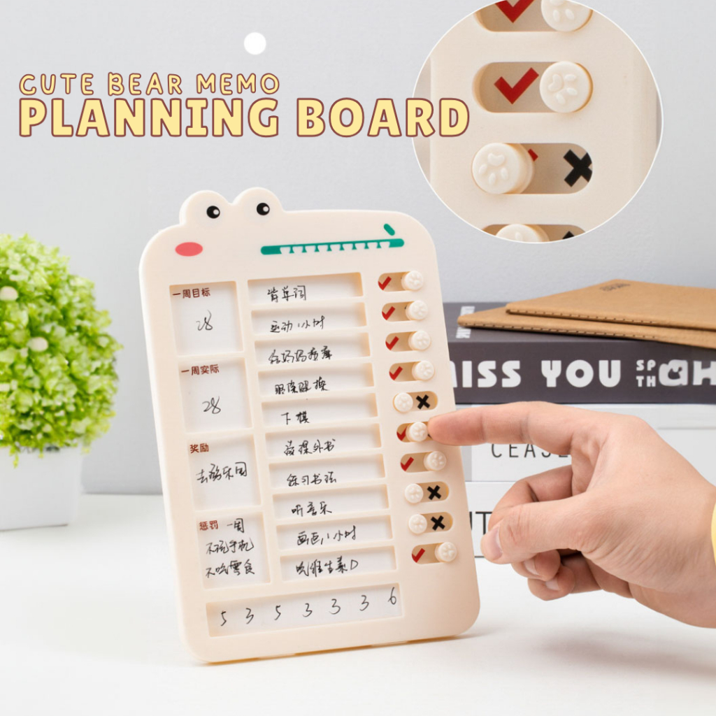 Jual Cute Bear Aestethic Memo Planning Board / Daily Task Checklist ...