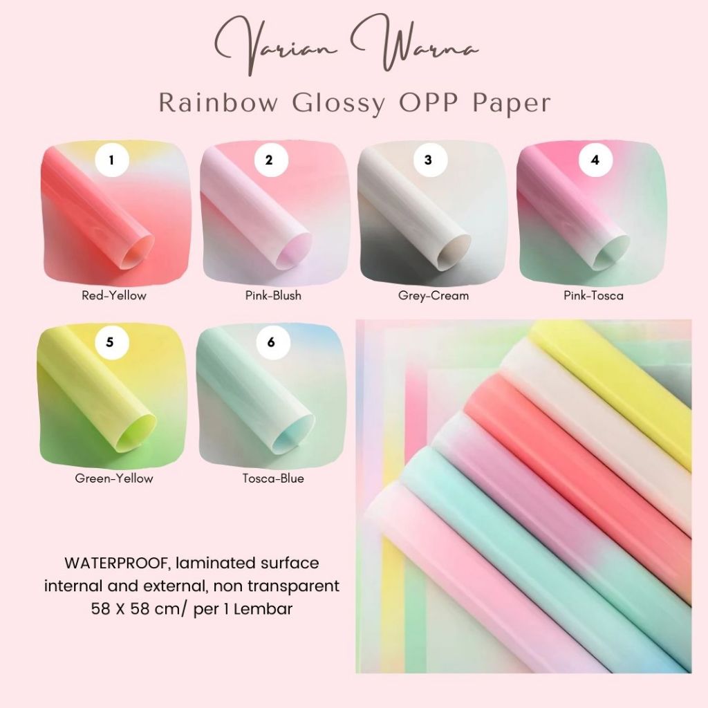 Jual RAINBOW GLOSSY OPP PAPER / CELLOPHANE / FLORIST PAPER / KERTAS ...