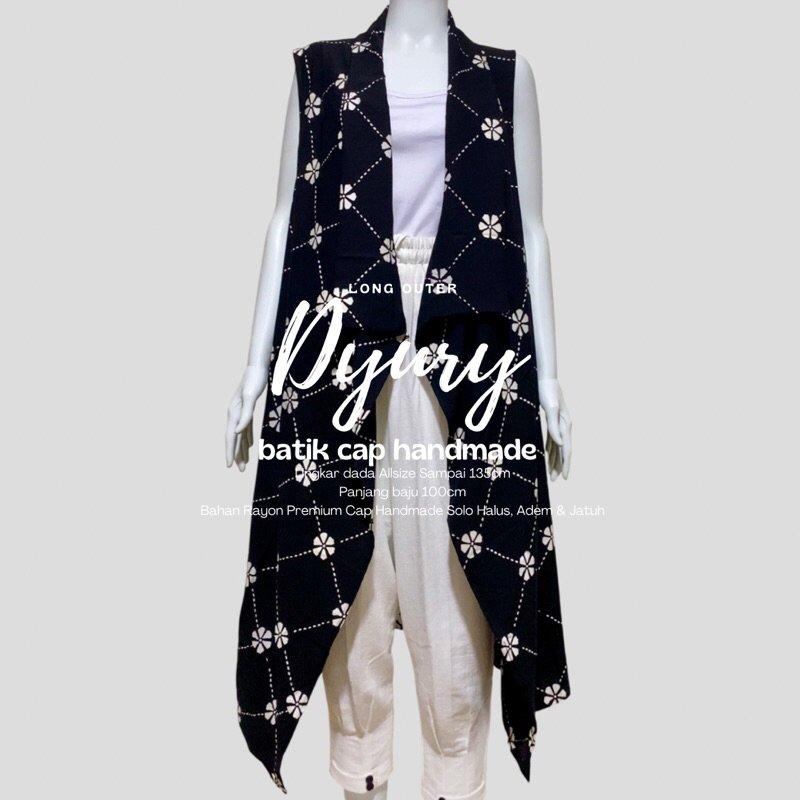 Jual Dyury Long Outer Rompi Batik Jumbo Tanpa Lengan Panjang 100cm ...