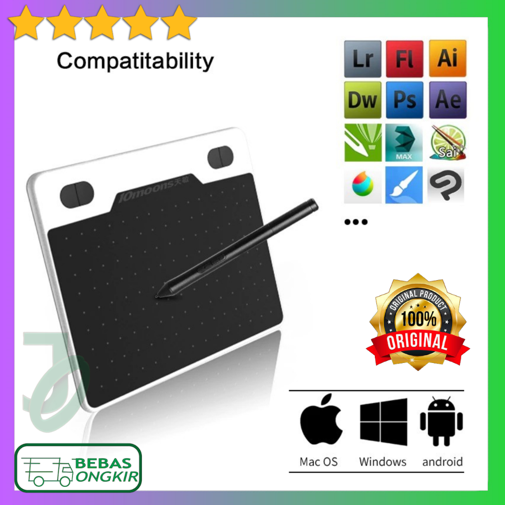 Jual Graphics Digital Drawing Tablet 6 Inch with Stylus Pen 10moons ...