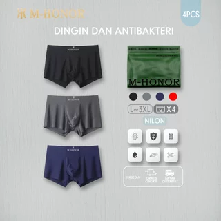 ISI 4PCS M-HONOR Celana Boxer Pria Nilon N02