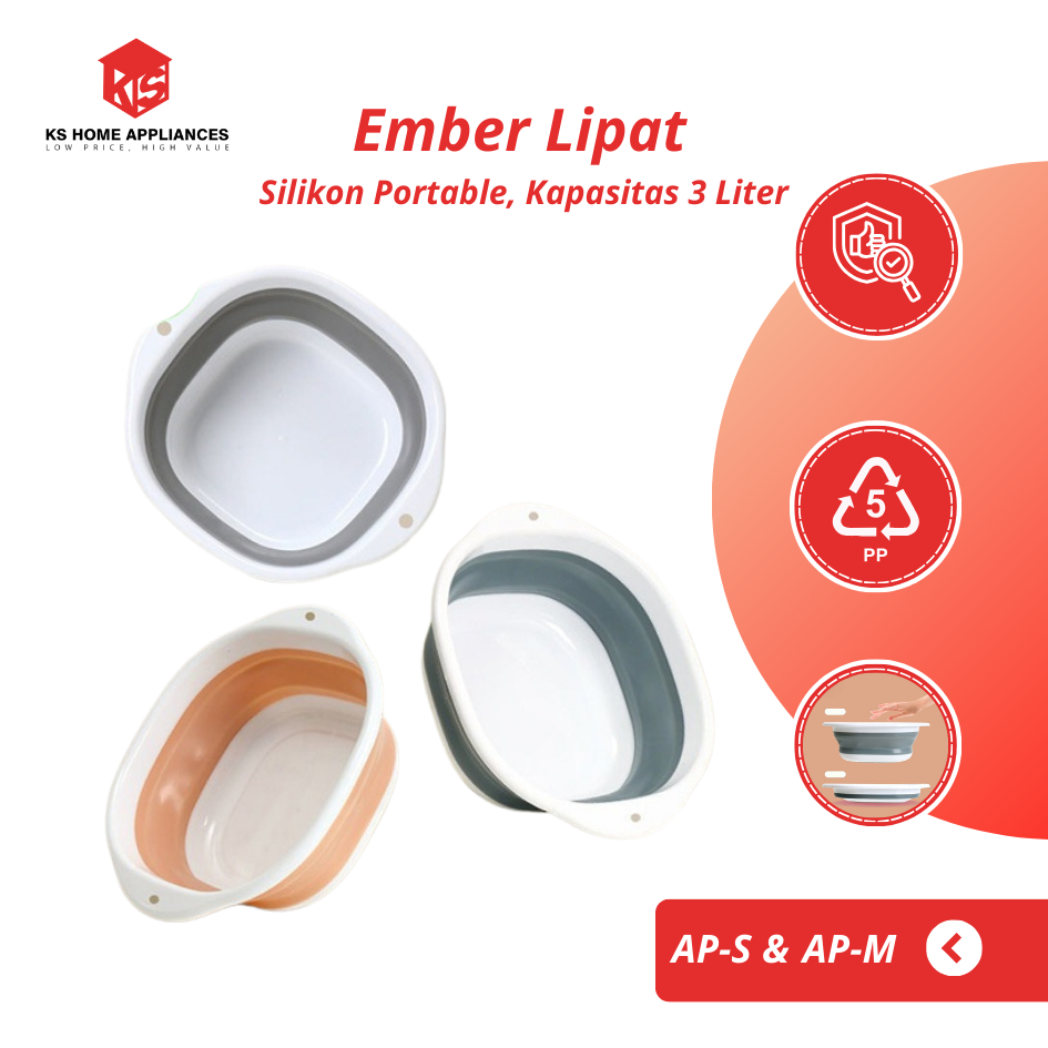 Jual KS Baskom Ember Lipat Persegi Silikon Multifungsi Folding Wash ...