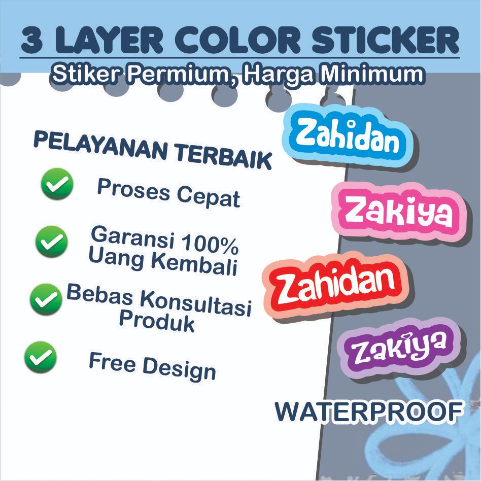 Jual 36 PCS 3 Layer Stiker Label Nama - Waterproof - Stiker Tumbler ...