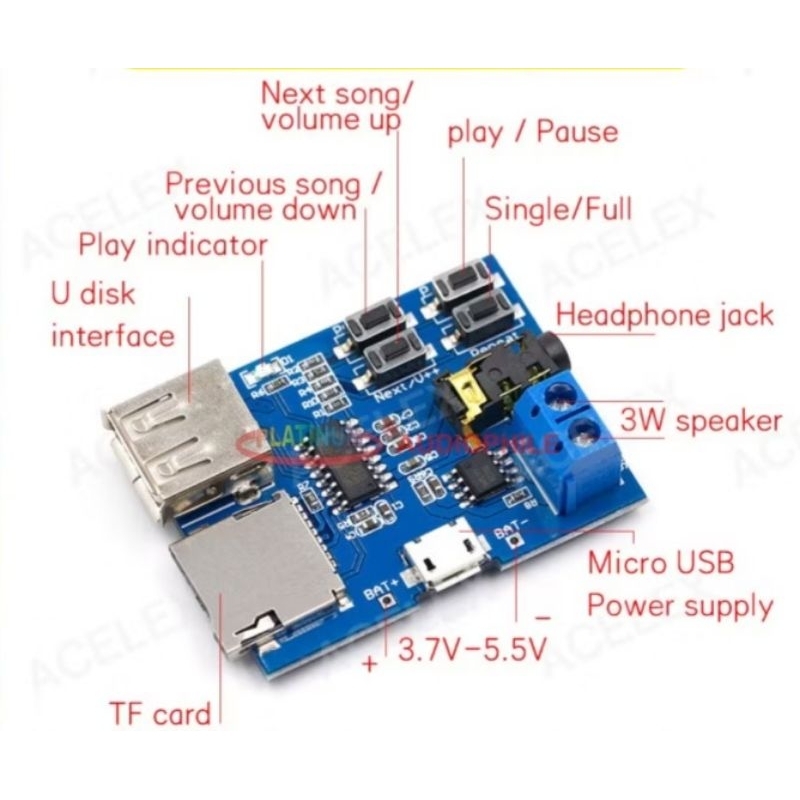Jual Modul Mp3 Player Decoder Board Audio Class D Amplifier HW-188 ...