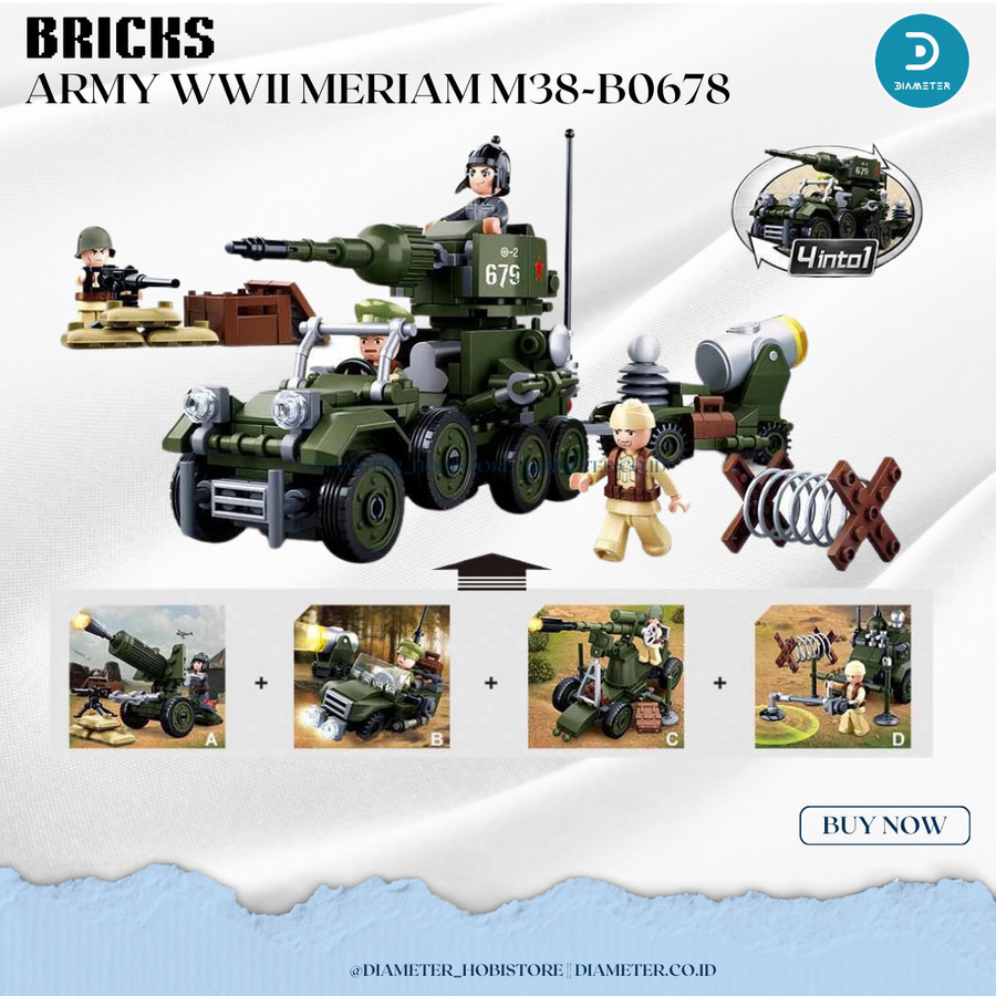 Jual BRICK - Mainan Balok Susun Bricks Army WWII Meriam M38-B0678 ...