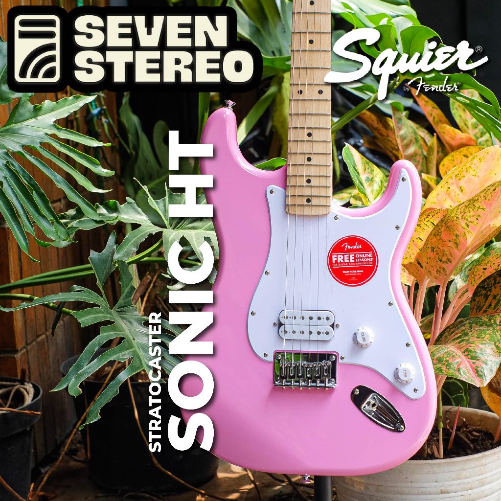 Squier by Fender / Sonic Stratocaster HT H Maple Fingerboard White  Pickguard わるい Flash Pink スクワイヤー