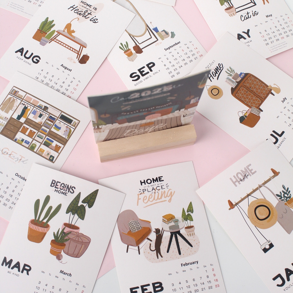 Jual Calendar 2025 A6 #Nature - Wooden Kalender A6 - Kalender Meja ...