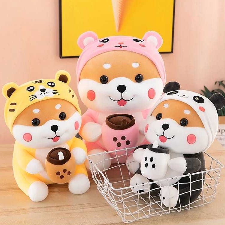 Jual Produk Terpopuler Boneka shiba inu pegang bubble tea lucu bahan ...