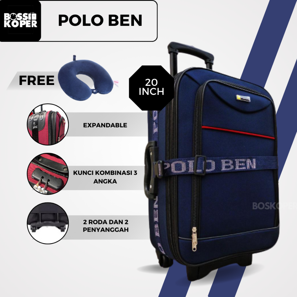 Koper Polo 20 inch Polo koper kain koper bagasi koper murah koper  bahan tas koper - Main Image