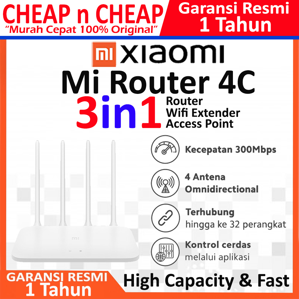 Jual Mi Router 4C 4 Antena Omni 300Mbps 2.4G - Router Wifi Extender ...