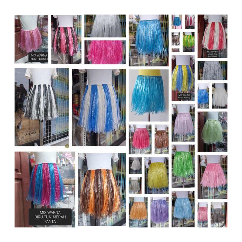 Jual Rok rumbai tali rafia / Rok hula tali rafia HAND MADE 30 cm ...