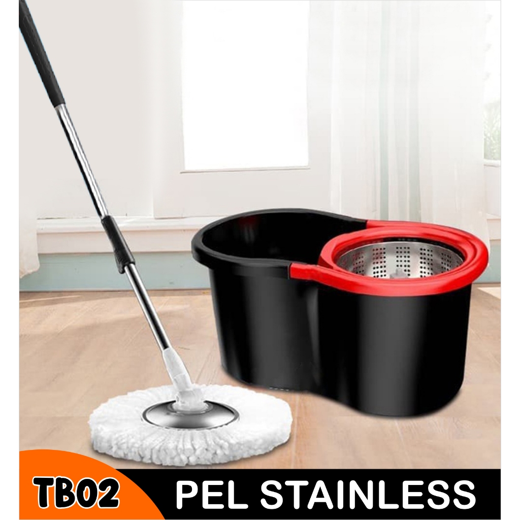 Jual Alat Pel Lantai Mop Praktis dengan Kain Pel Putar 360⁰ Spin Mop 5L ...
