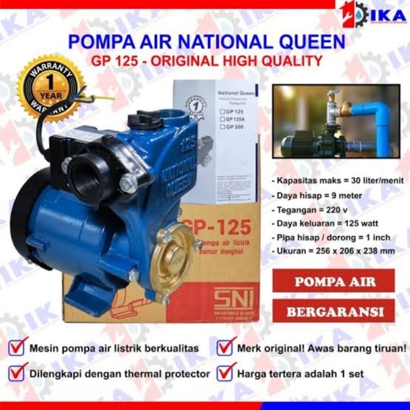 Jual Pompa Air Garansi Resmi Mesin Air Water Pump National 125 Manual