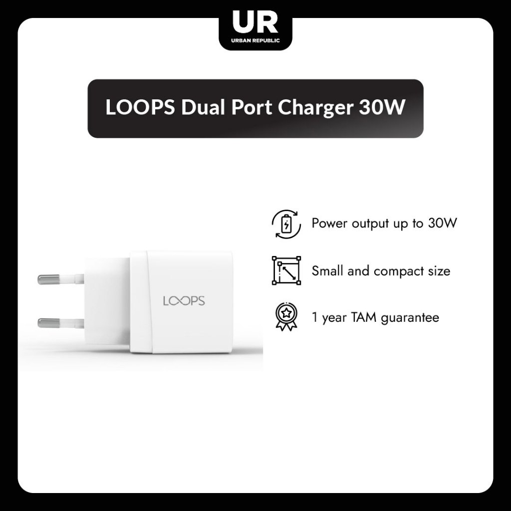 Jual LOOPS Dual Port Charger 30W | Shopee Indonesia