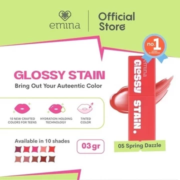 Emina Glossy Stain 3 G Melty Gel Lip Tint Glossy Finish Tahan Lama Dan Melembabkan Lip Tint