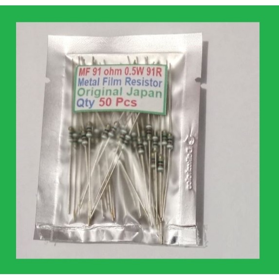 Jual Qty 50 Pcs MF 91 ohm 0.5W 91R Metal Film Resistor Original Japan ...